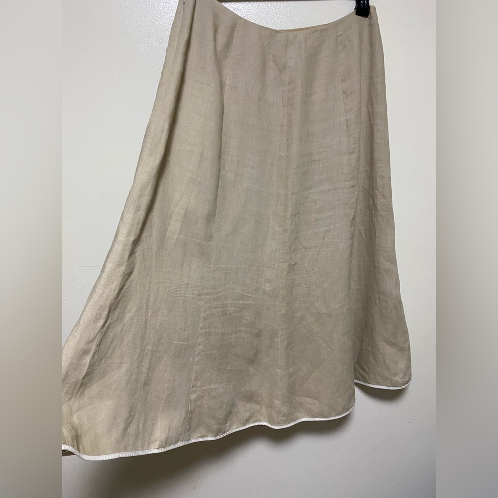 Talbots Beige Midi Linen Skirt Women Size 12 - Picture 5 of 12